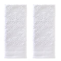 SKL Home Christmas/Winter Subtle Snowflakes Hand Towel 2pc Set for Bath/Kitchen/Bar & Gift, White