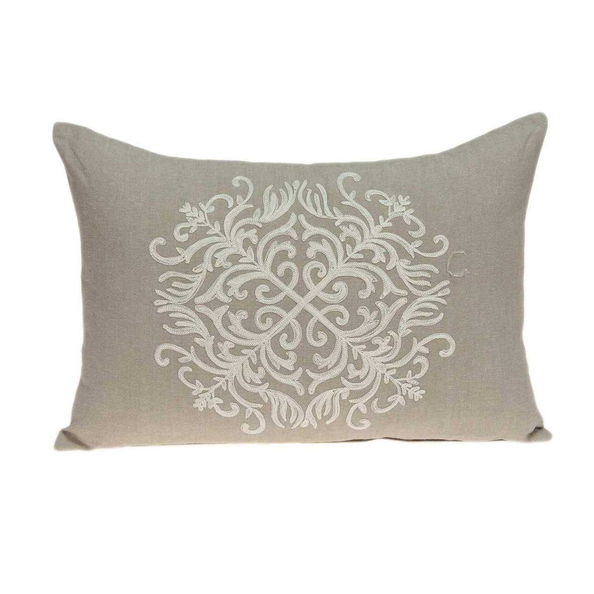 HomeRoots 100% Cotton Parkland Collection Tara Traditional Beige Pillow Cover with Down Insert