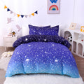 Jsd Blue Stars Kids Duvet Cover Set Twin Size, 2 Piece Boys Space Theme Microfiber Comforter Cover With Pillow Sham Zipper Closu