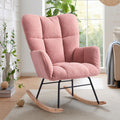 Kiztir Rocking Chair Nursery, High Backrest Teddy Glider Rocker Upholstered Rocker Recliner Modern Rocking Accent Chairs for Bed