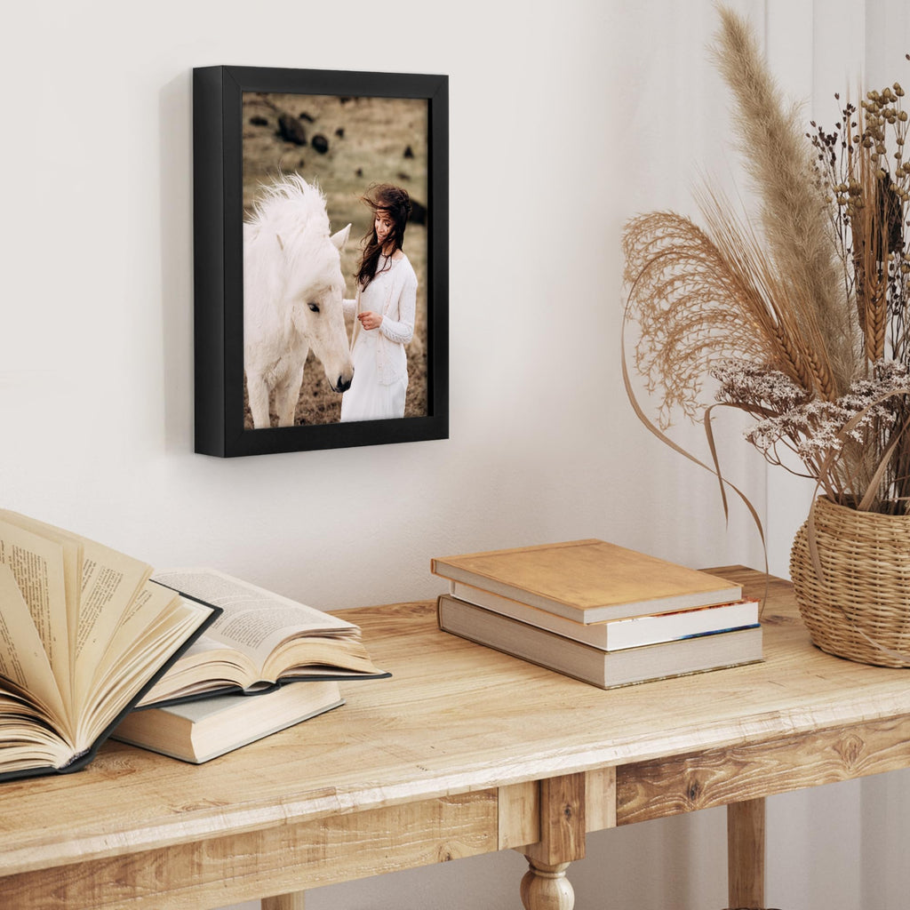 Americanflat 8X10 Picture Frame With Shatter-Resistant Glass - Soho Collection - Gallery Style Deep Molding Frame For Tabletop A
