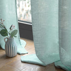 Miulee Teal Green Semi Sheer Textured Curtains 96 Inches Long 2 Panels For Bedroom Living Room, Light Filtering Privacy Curtains