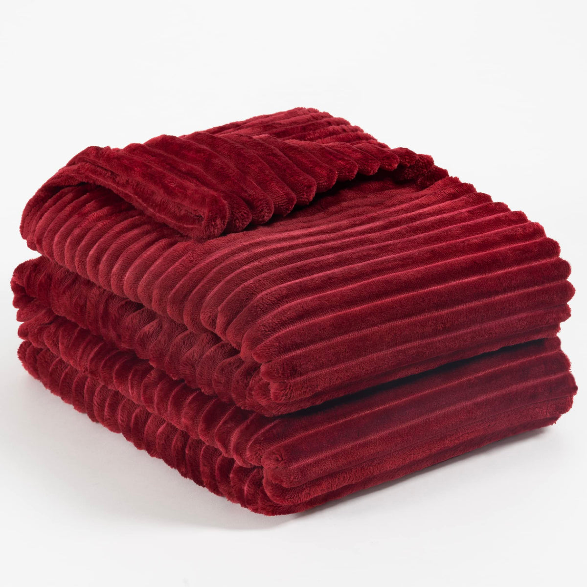 Pavilia Super Soft Fleece Throw Blanket Twin Burgundy Wine Red, Fuzzy Plush Flannel Throw, Warm Cozy Ribbed Microfiber Blanket F