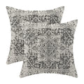 Gohdiwh Boho Pillow Covers 18X18 Set Of 2, Ethnic Design Decorative Throw Pillows Linen Black Gray Carpet Pattern Farmhouse Cush
