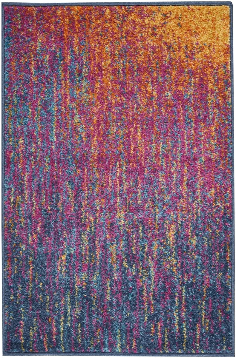 HomeRoots Multicolor 100% Polypropylene 2’ x 3’ Rainbow Abstract Striations Scatter Rug