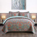 Newlake Cotton Bedspread Quilt Sets-Reversible Patchwork Coverlet Set, European Gorgeous Floral Pattern, Queen Size
