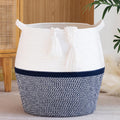 HOME LIVING Woven Baskets for Storage(17x17),Large Cotton Rope Basket Woven Baby Laundry Hamper,Collapsible Laundry Basket, Bl