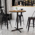 Flash Furniture 36'' Round Walnut Laminate Table Top With 30'' X 30'' Bar Height Table Base