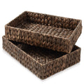 Casafield Set of 2 Bathroom Storage Baskets, Espresso - Water Hyacinth, 15.75 W x 11.25 D x 3.25 H, Woven Toilet Tank Topper Bin