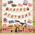 Zyozique Makeup Theme Birthday Party Decoration Combo, Paper Banner With Photo Booth Props, Pink & Blacktheme, Party Decorations
