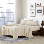 Cathay Home Essentials Ultra Soft Hypoallergenic Wrinkle Resistant Double Brushed Microfiber Bedding Sheet Set, Cream, California King