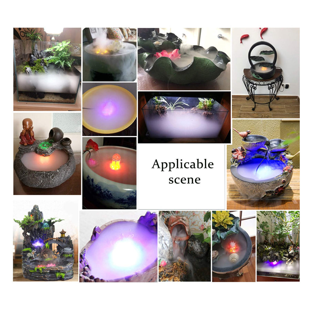 Akeydeco Halloween Party Mist Maker,Ultrasonic Water Pond Fountain Fogger 9 Led Red Yellow And Blue Light Flashes Aluminum Atomi