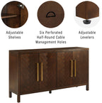 Crosley Furniture Darcy Modern Sideboard Buffet Cabinet with Storage Shelves, Living Room, Kitchen, Dining, Dark Brown
