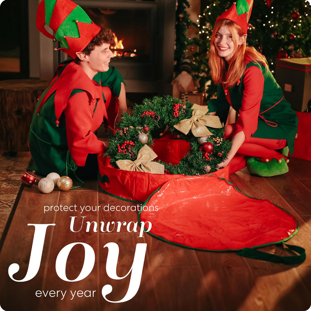 Handy Laundry, Christmas Wreath Storage Bag - Durable, Tarp Material, Zipper, Sturdy Carry Handles, Pest Protection - Ideal Home, Garage Organization For Seasonal Holiday Wreath Decorations. (30')