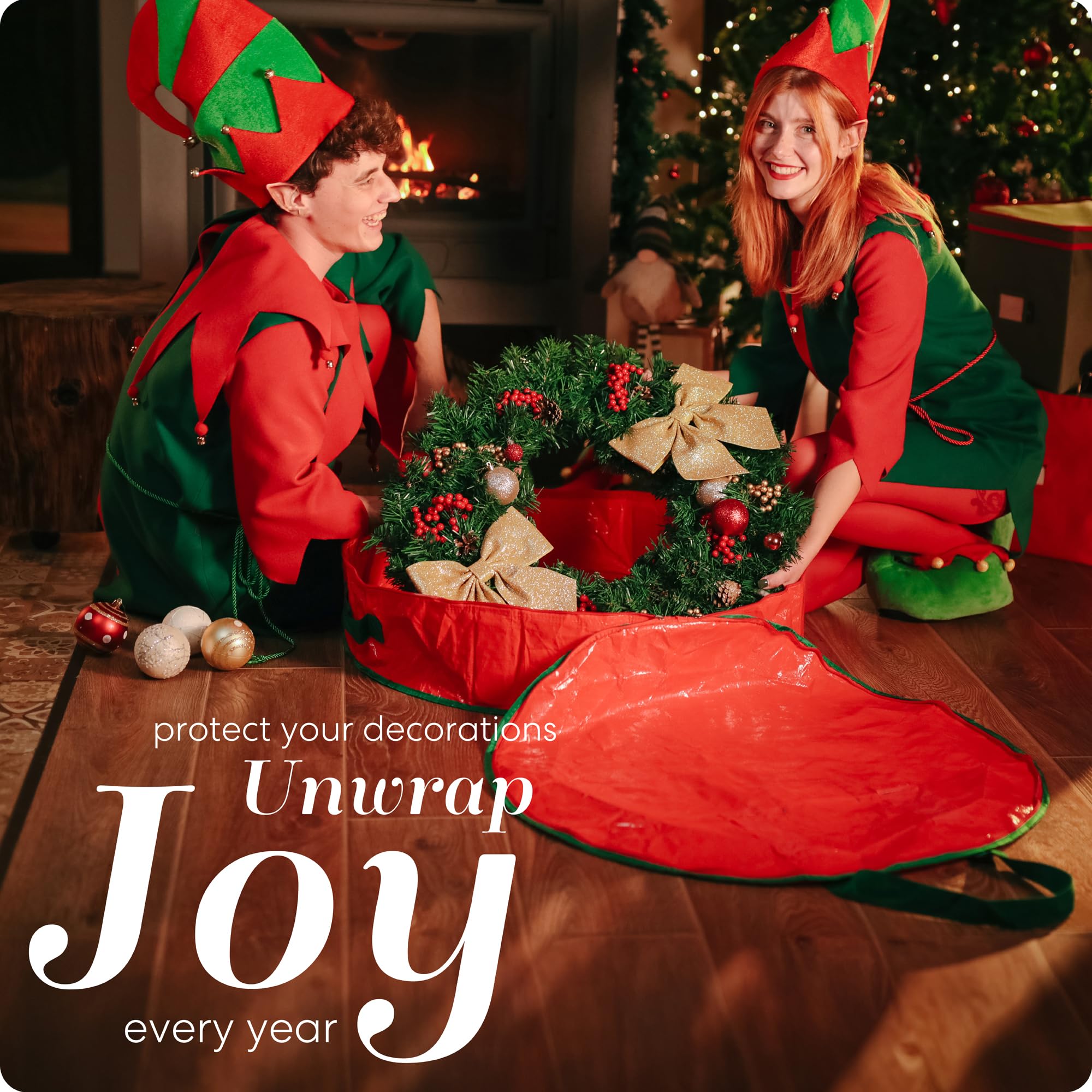 Handy Laundry, Christmas Wreath Storage Bag - Durable, Tarp Material, Zipper, Sturdy Carry Handles, Pest Protection - Ideal Home, Garage Organization For Seasonal Holiday Wreath Decorations. (30')
