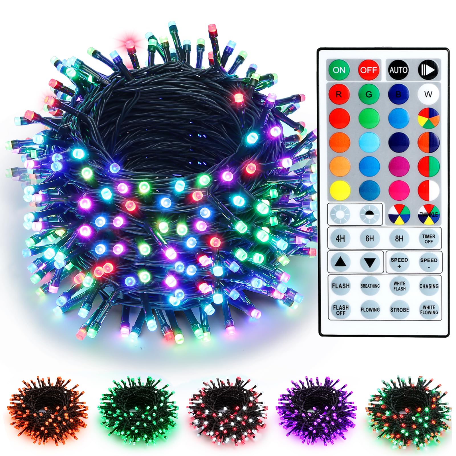 Brizled Color Changing String Lights 98FT 300 LED RGB Christmas Lights Dimmable Multifunctional Christmas Lights with Remote for