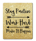 Amcove Gaming Mouse Pad Custom, Stay Positive Work Hard And Make It Happen Inspirational Quotes Mouse Pad Art Gold Glitter Black