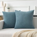 Kevin Textile Throw Pillow Covers Soft Corduroy Decorative Set Of 2 Boho Striped Pillow Covers Pillowcases Farmhouse Home Decor For Couch Bed Sofa Living Room 20X20 Inch Blue Grey