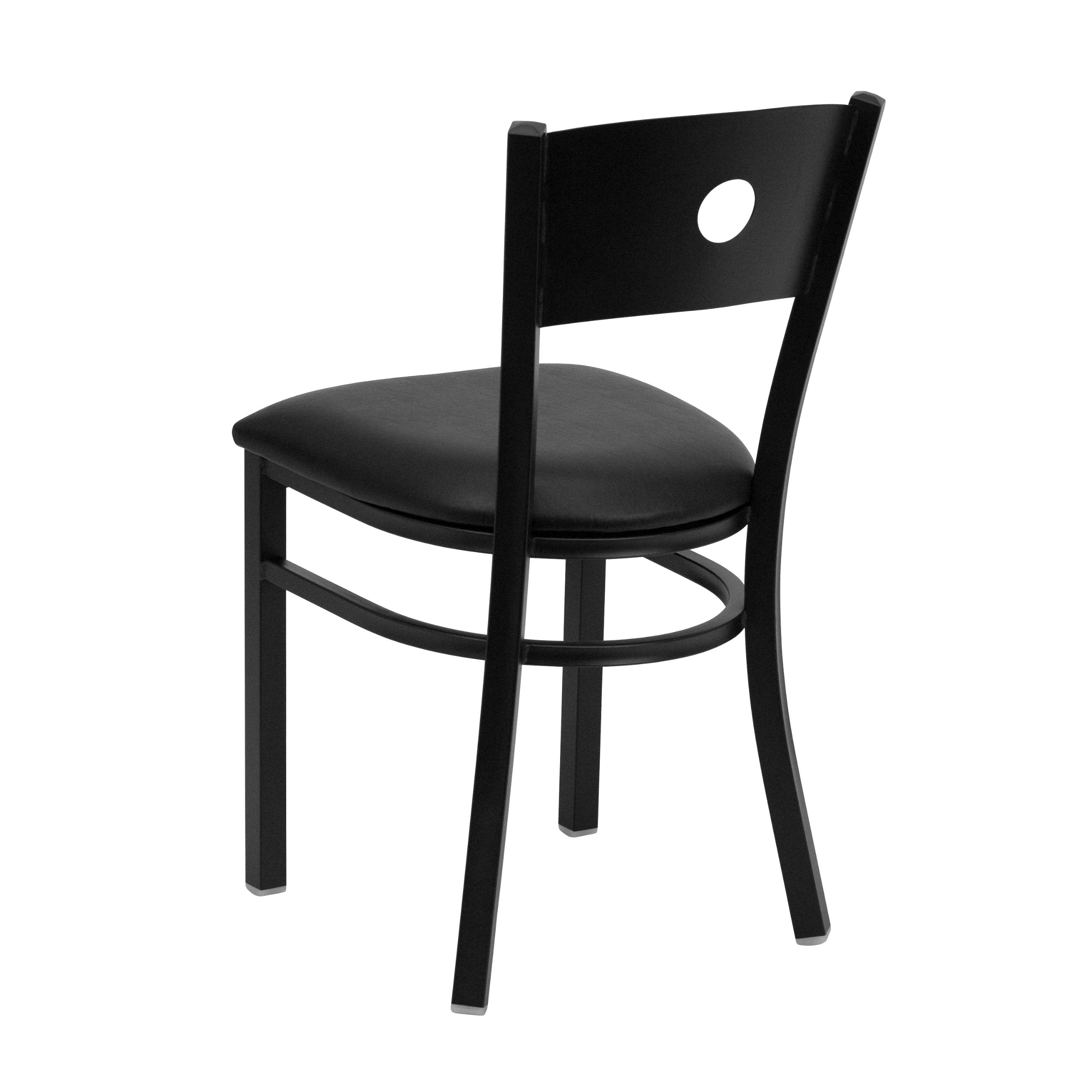 Flash Furniture Hercules Series Black Circle Back Metal Restaurant Chair - Black Vinyl Seat