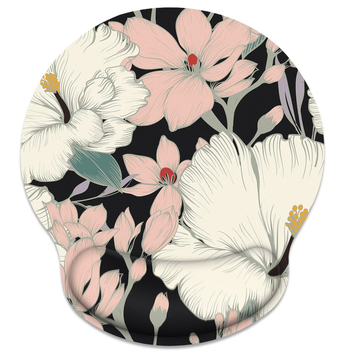 Britimes Ergonomic Mouse Pad With Wrist Support Floral Leaf Retro Non-Slip Rubber Base Mousepad For Home Office Gaming Working C