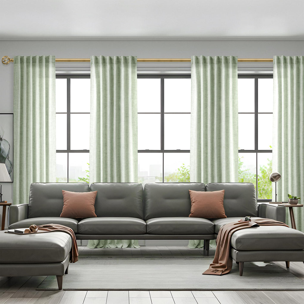 Sage Green Curtains For Living Room 108 Inches Long 2 Panels Light Green Farmhouse Linen Drapes Semi Transparent Extra Long Shee
