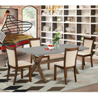 East West Furniture X797Mzn32-5 5 Piece Dining Set Includes A Rectangle Dining Room Table With X-Legs And 4 Light Beige Linen Fabric Upholstered Parson Chairs, 40X72 Inch, Multi-Color