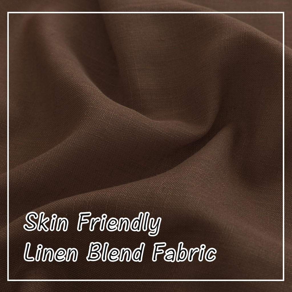 Cocoa Brown Linen Back Tab Curtains 72 Inches Long 2 Panels Set For Guest Room - Modern Country Rod Pocket Semi Sheer Privacy Drapes Hooks Belt Pleated Light Filtering Playroom Curtains