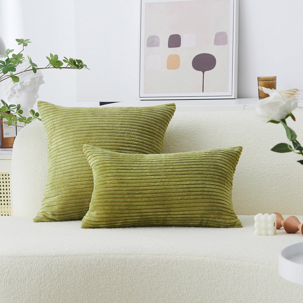 Home Brilliant 24X24 Pillow Cover Summer Euro Sham Striped Corduroy Textured Velvet European Decorative Throw Pillowcase For Cou