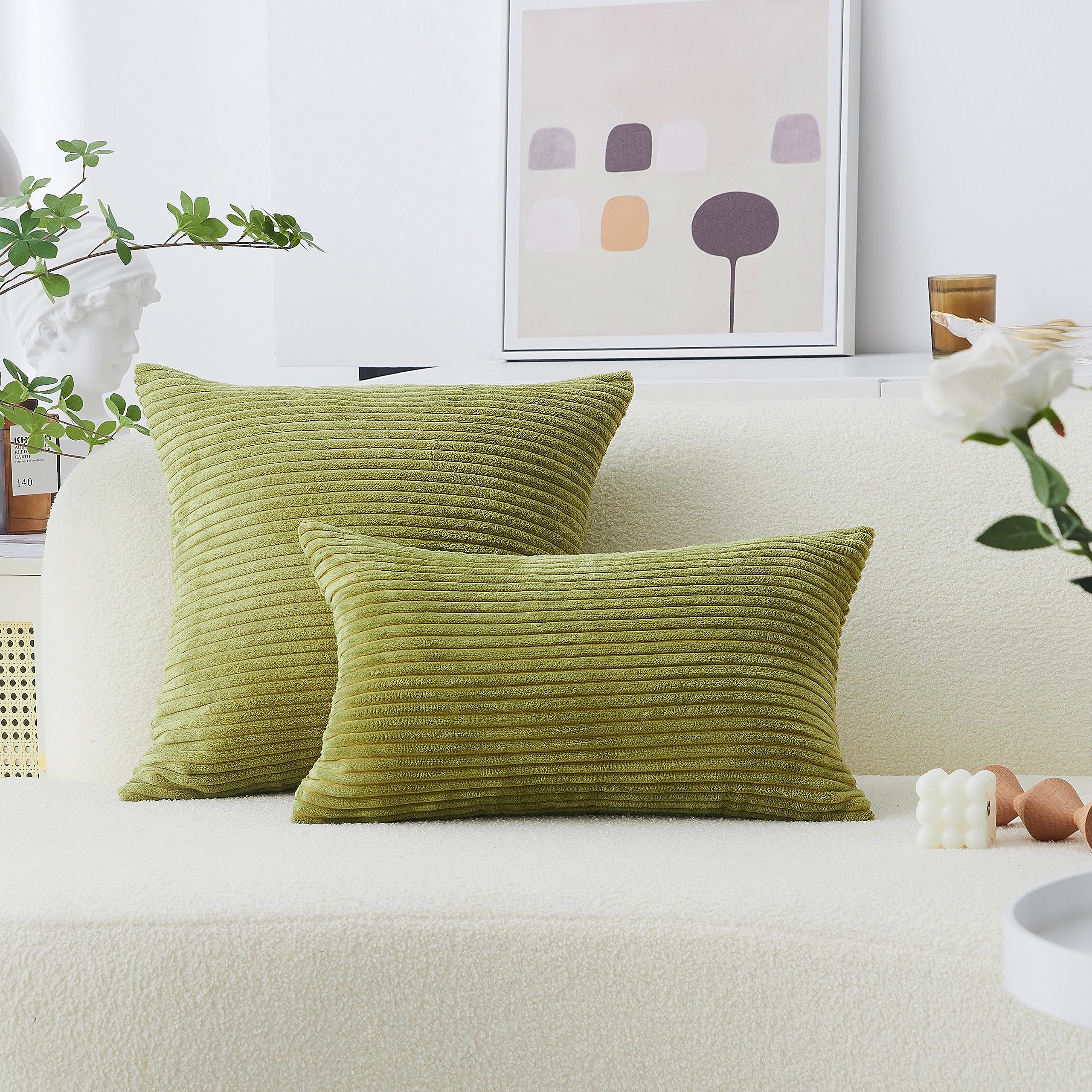 Home Brilliant 24X24 Pillow Cover Summer Euro Sham Striped Corduroy Textured Velvet European Decorative Throw Pillowcase For Cou