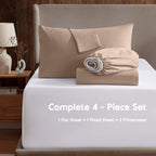 Nestl King Size Sheets Set - 4 Piece King Sheets, Deep Pocket, Hotel Luxury, Extra Soft, Breathable And Cooling, Taupe King Bed Sheets