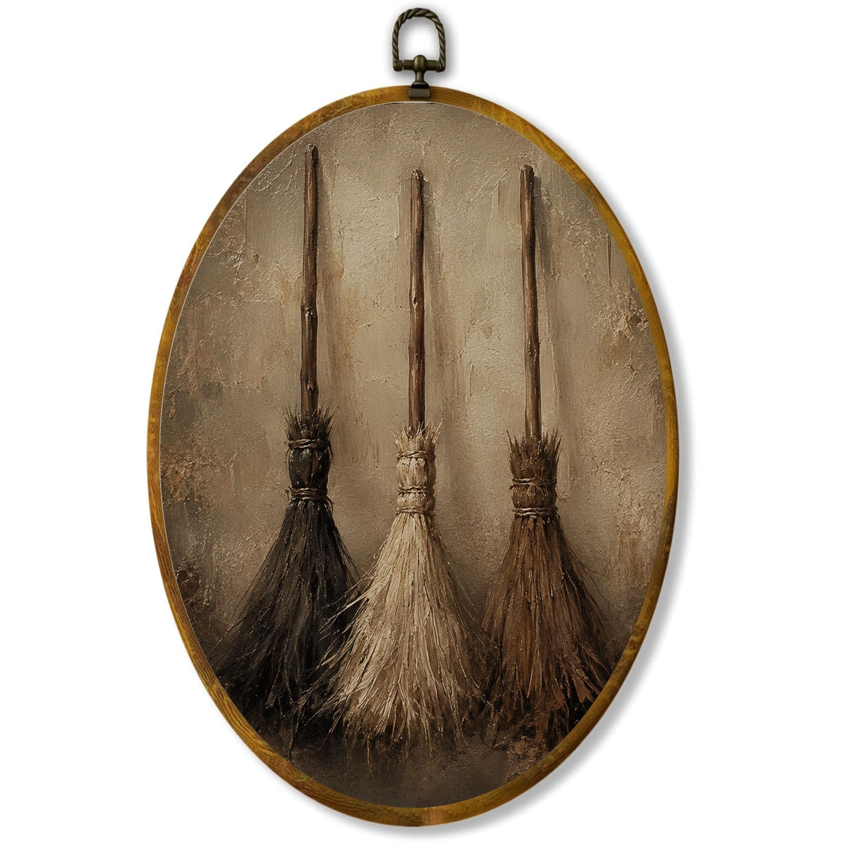 HPCHENG Witch Broom Oval Wall Art Decor