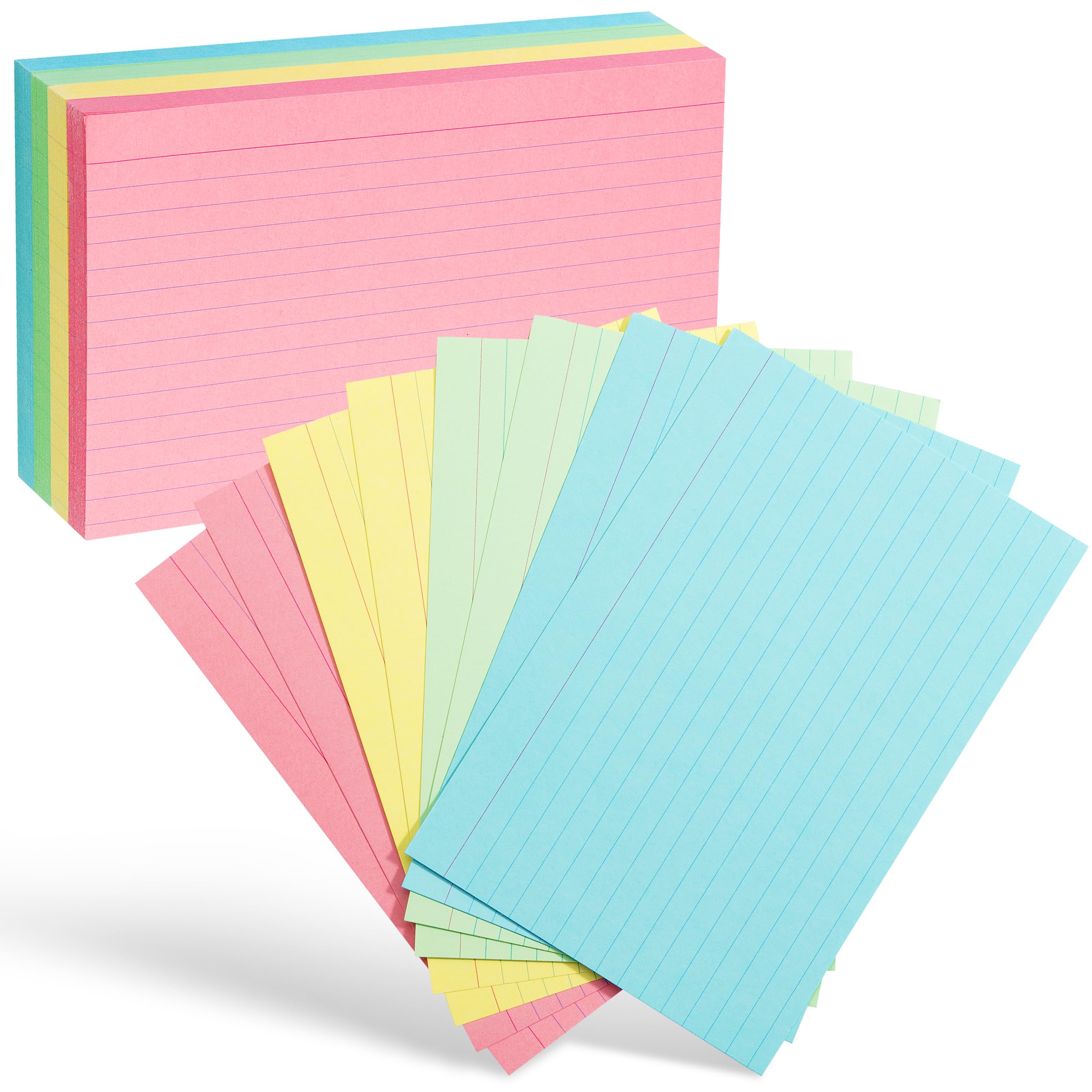 Mr. Pen Lined Index Cards, 4' X 6', 144 Cards, Assorted Colors, Flashcards For Studying