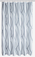 Biscaynebay Extra Long Textured Fabric Shower Curtain 72 W X 84 L, Dark Grey Printed Striped Linen Modern Hotel Luxury Quality C