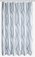 Biscaynebay Extra Long Textured Fabric Shower Curtain 72 W X 84 L, Dark Grey Printed Striped Linen Modern Hotel Luxury Quality C