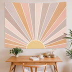 Kanuyee Boho Sun Tapestry Wall Hanging, Retro 70S Abstract Rainbow Aesthetic Sunrise Vintage Tapestries For Bedroom Living Room
