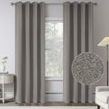 95 Inches Long Stone Grey 100 Blackout Linen Curtains For Bedroom -Room Darkening Energy Saving Thermal Insulated Window Treatme