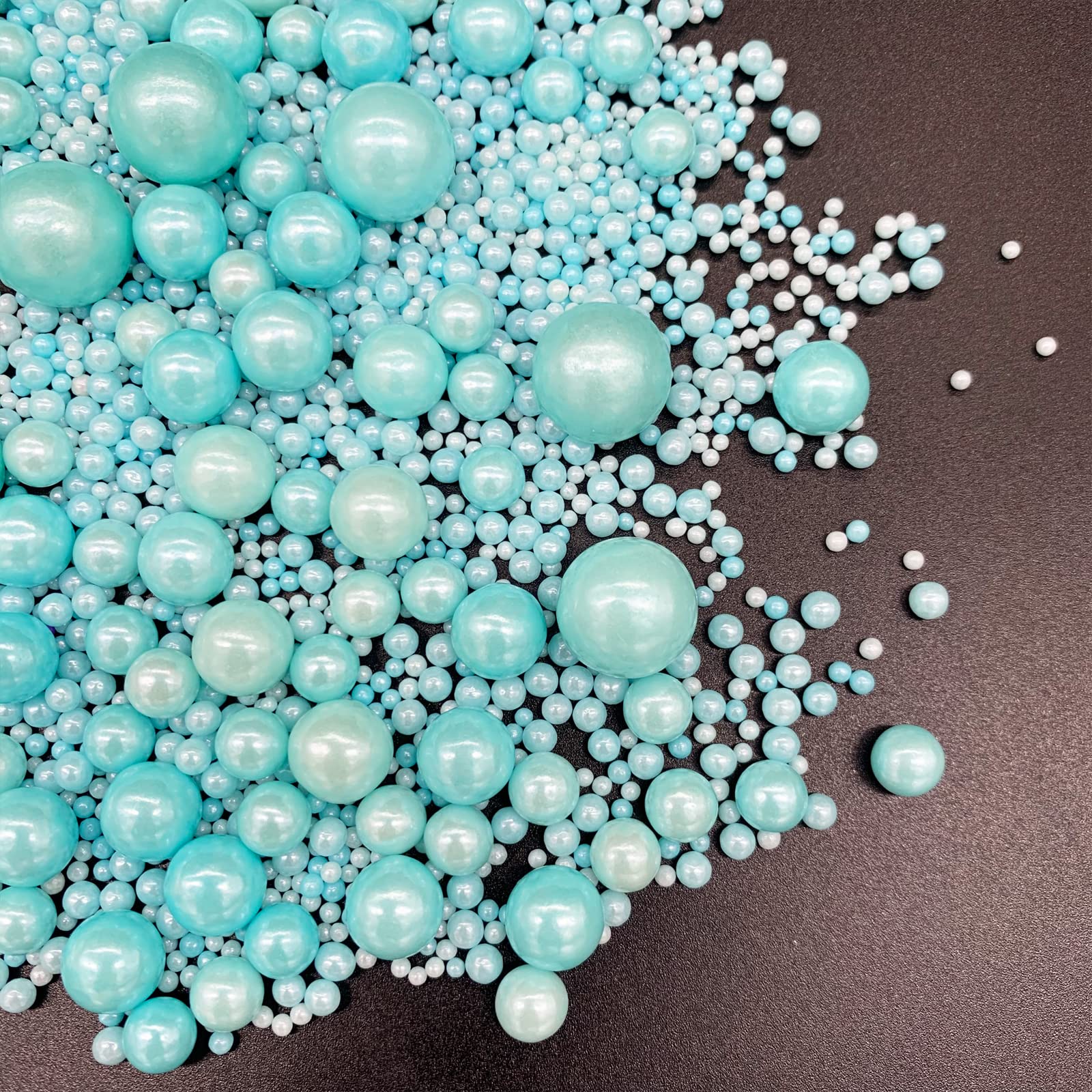 Weraru Edible Blue Pearl Sugar Sprinkles Candy Mixing Size Baking Edible Cake Decorations Cupcake Toppers Cookie Decorating Cele