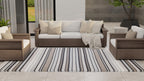 Mad Mats Geometric Outdoor Rug, Reversible Plastic Mat (5' X 8', Stripes - Cool Grey)