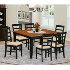 East West Furniture PARF7-BCH-C 7 Piece Modern Dining Table Set Consist of a Square Wooden Table with Butterfly Leaf and 6 Linen Fabric Kitchen Dining Chairs, 54x54 Inch, Black & Cherry