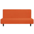 Easy-Going Stretch Futon Slipcover Armless Futon Bed Cover Furniture Protector Without Armrests With Elastic Bottom For Kids, Soft Jacquard Fabric Small Checks (Large, Orange)