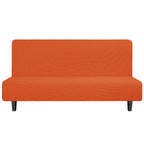 Easy-Going Stretch Futon Slipcover Armless Futon Bed Cover Furniture Protector Without Armrests With Elastic Bottom For Kids, Soft Jacquard Fabric Small Checks (Large, Orange)