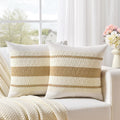Fancy Homi Set Of 2 Tan Neutral Decorative Throw Pillow Cover 18X18 Inch For Couch Bed Sofa, Aesthetic Modern Organic Farmhouse