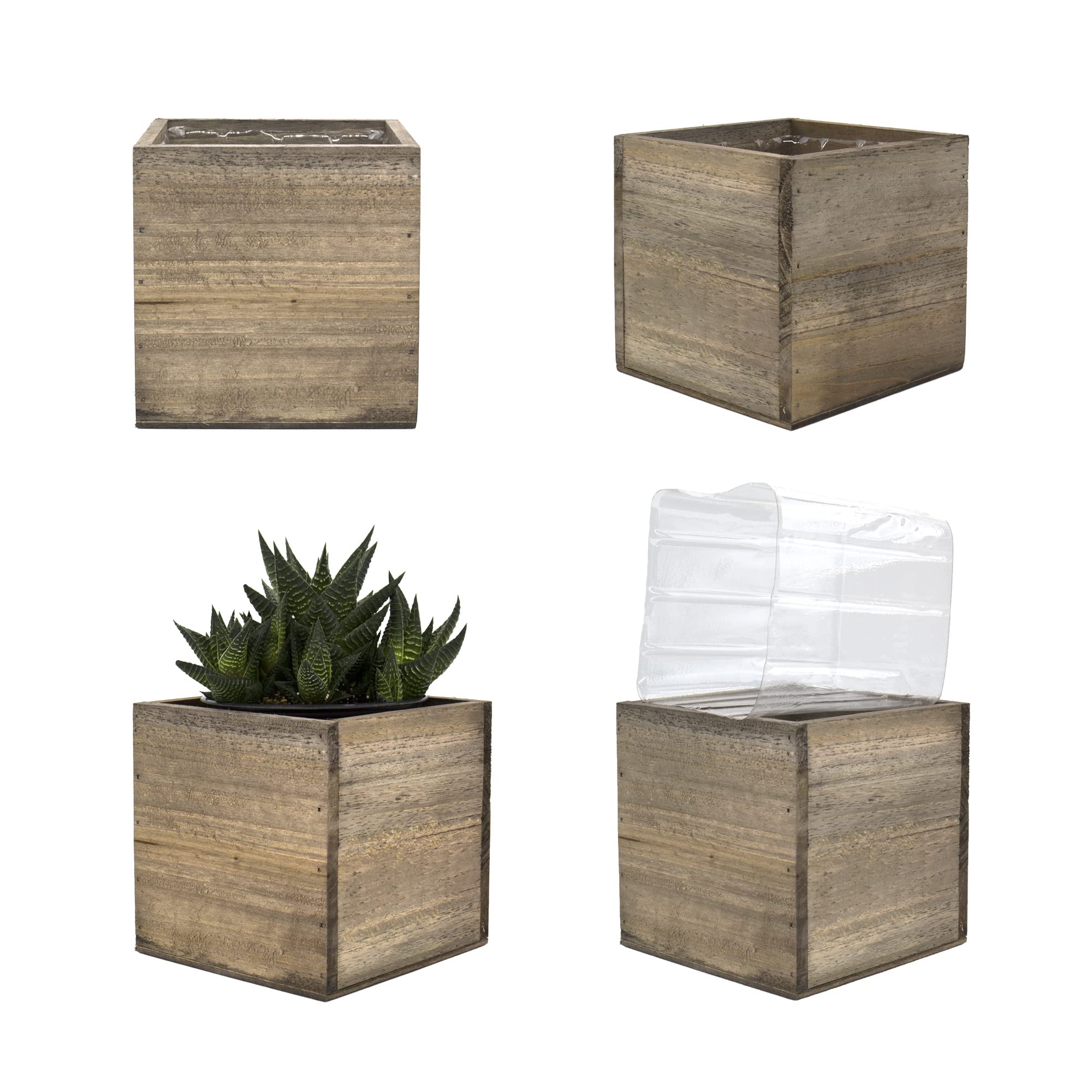 Cys Excel Cube Planter Box With Removable Plastic Liner (5'X5'X5')(4 Pcs) | Multiple Size Choices Wood Square Planter | Indoo