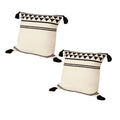 The Urban Port 18 x 18 Square Cotton Accent Throw Pillow with Simple Striped Pattern and Tassels, Set of 2, White and Black