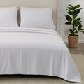 Great Bay Home 4 Piece 100% Turkish Cotton Full White Winter Flannel Sheet Set | Cotton Printed Bedding Sheets & Pillowcases | D