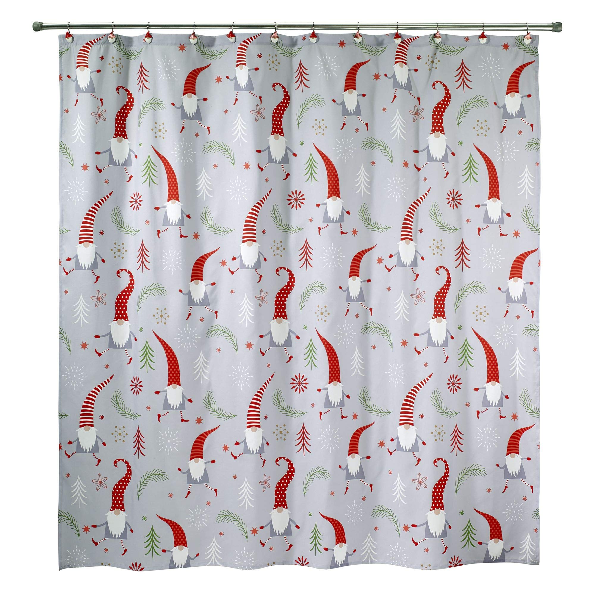 Avanti Linens - Fabric Shower Curtain, Christmas Bathroom Accessories (Gnomes Walk Collection, 72')