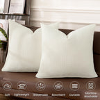 Phf 100% Cotton Waffle Throw Pillow Covers 24'X24', No Filling, 2 Pack Elegant Home Decorative Square Throw Pillow Covers For Bed Couch Sofa,Cream
