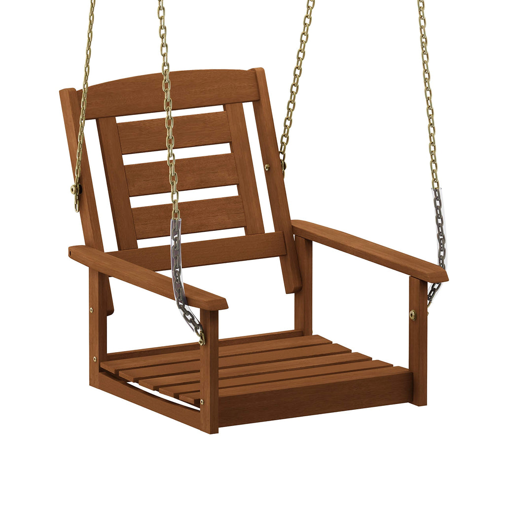 Furinno Tioman Hardwood Patio / Garden / Outdoor 2Ft Porch Swing, 1 Seater With Hanging Chains, Natural