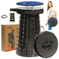 ALEVMOOM 2025 Upgraded XXL 19.7 Collapsible Stool with Cushion, 1000lbs Max Weight Heavy Duty Portable Telescoping Stool, Retrac