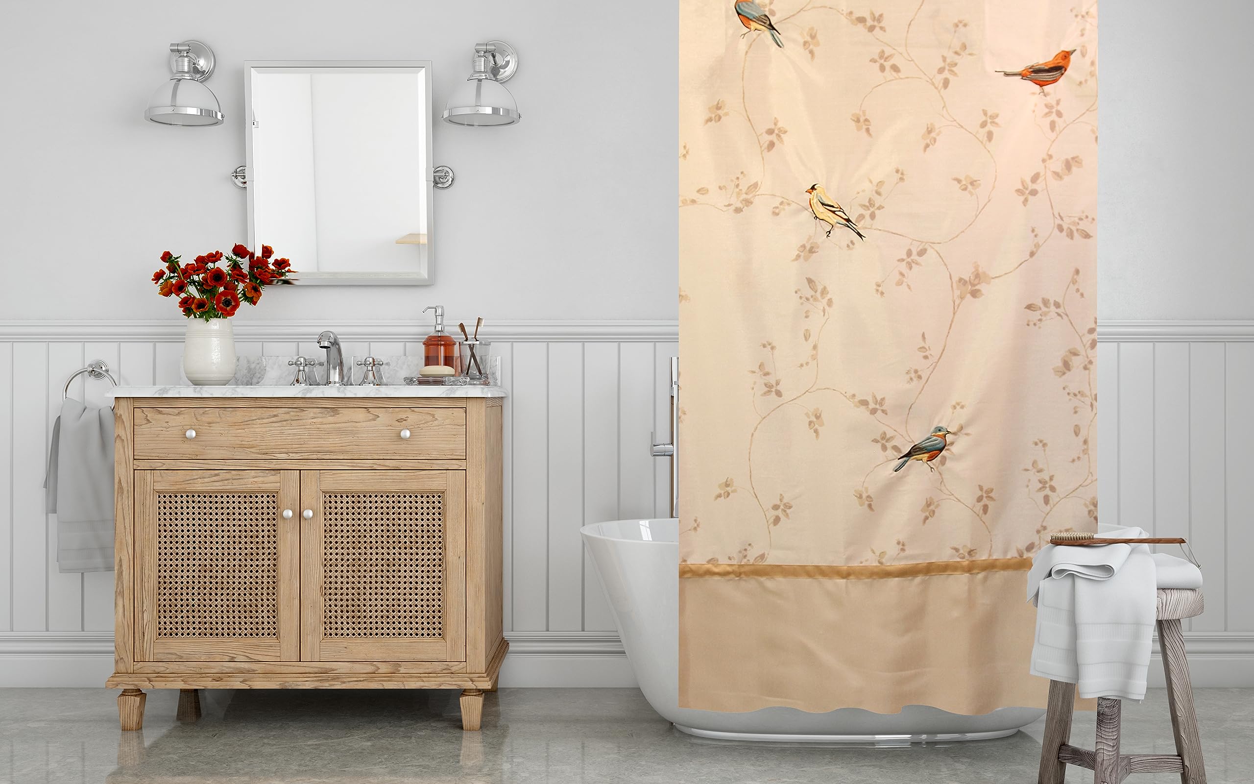 Avanti Linens Gilded Birds 72' X 72' Shower Curtaingold And Ivory